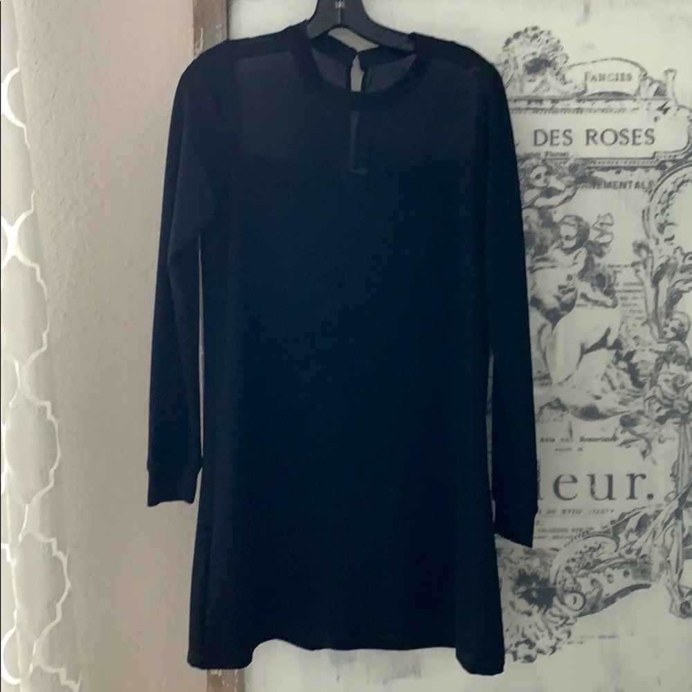 Black BCBG Generation dress with sheer neckline